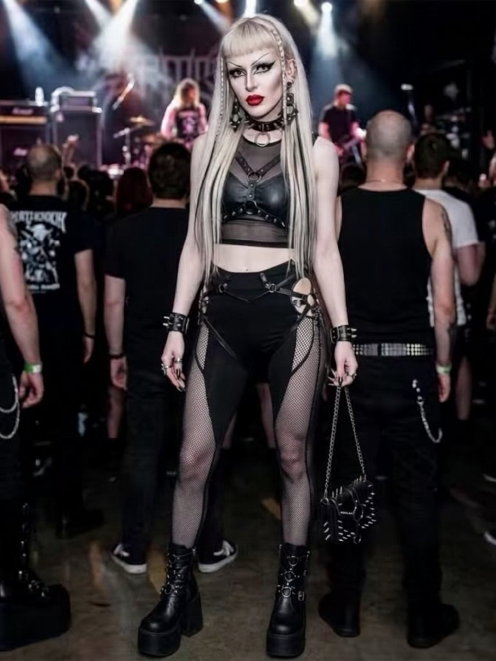 Badass Punkrave NWT Mesh and fishnet harness leggings